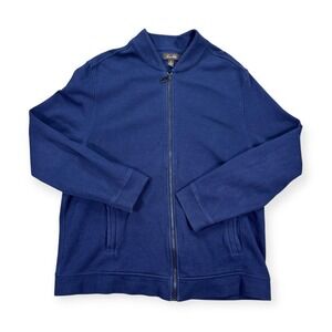 Tasso Elba Cardigan Sweater Men's XL Blue Ribbed Full Zip Long Sleeve Tight Knit